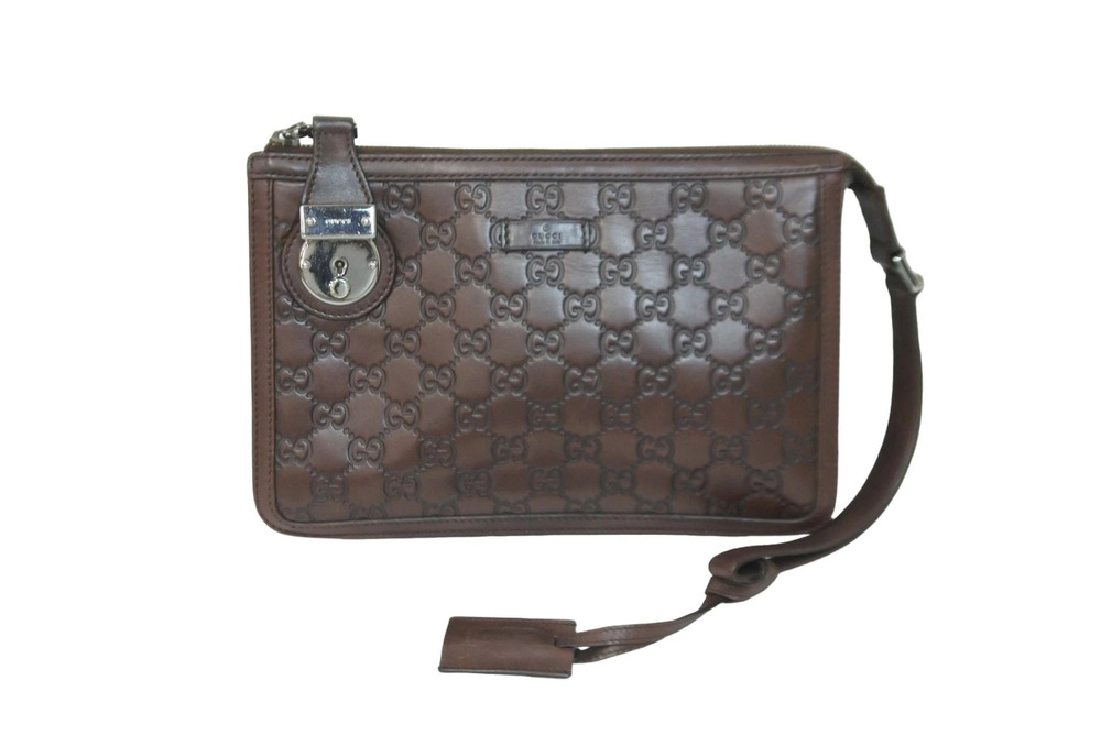 Gucci clutch bag Shoulder GG Shima brown leather